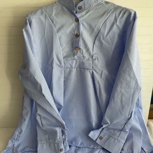 New blue and white checked blouse.